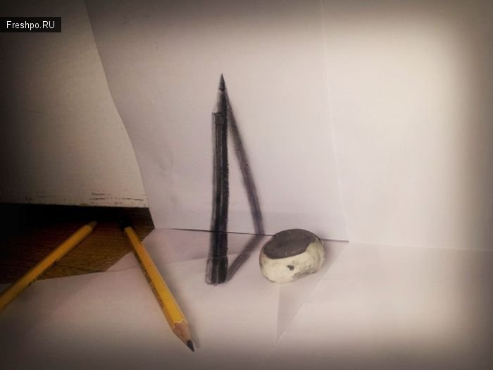 3D ожившие картины нарисованные карандашом или стереореальноть карандашом.